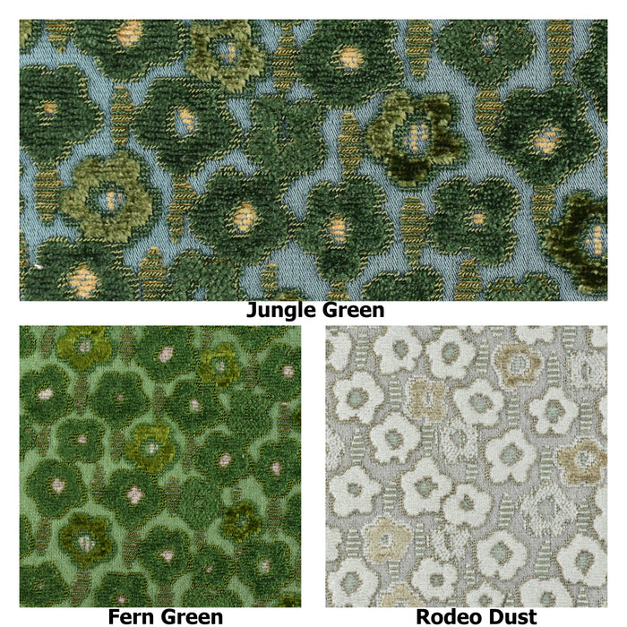 Designer Heavy Weight Blue and Green Raised Floral Cut Velvet Upholstery Fabric|Luxury Green Chartruse Furniture Fabric For Chair Couch
