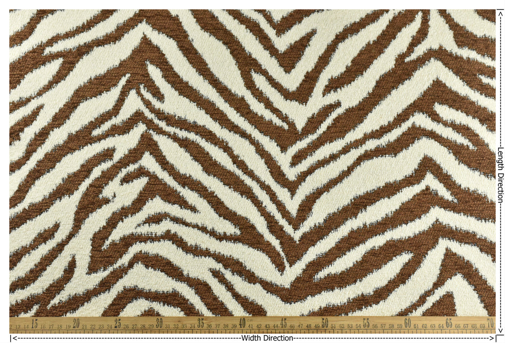 Heavy Weight Wool Blend Brown Zebra Skin Upholstery Fabric For Chair|Designer Black and White Wild Animal Skin Fabric For Couch 55"W/850GSM