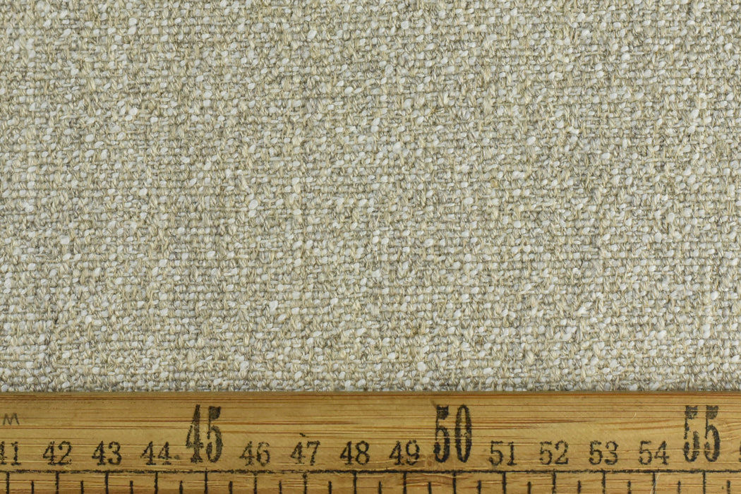 Heavy Weight Linen Blend White and Grey Chunky Woven Furniture Upholstery Fabric For Chair Couch Pillow