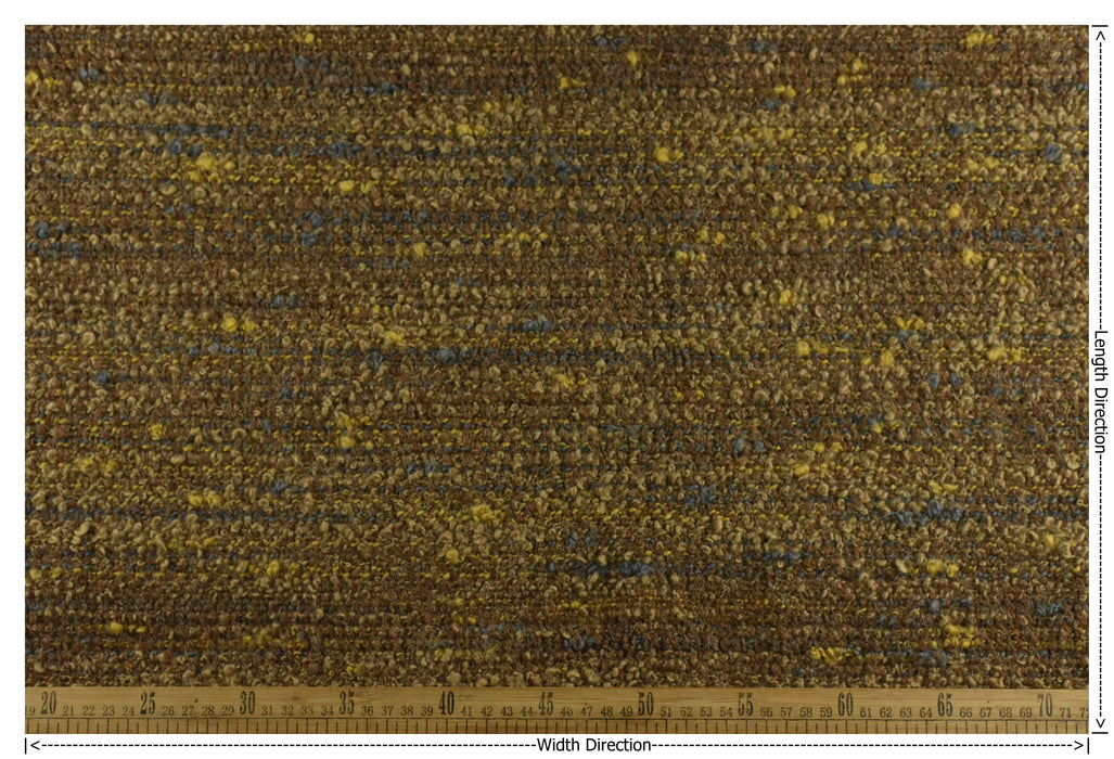 Heavyweight Wool Linen Blend Brown Light Gold Boucle Upholstery Fabric|Textured Fabric For Chair Sofa|Unique Chunky Furniture Fabric