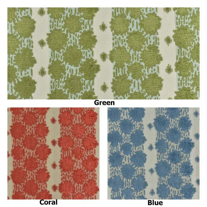 Heavy Weight Blue and Green Geometric Cut Velvet Upholstery Fabric|Luxury Abstract Raised Textured Fabric For Chair, Sofa, and Pillow Fabric