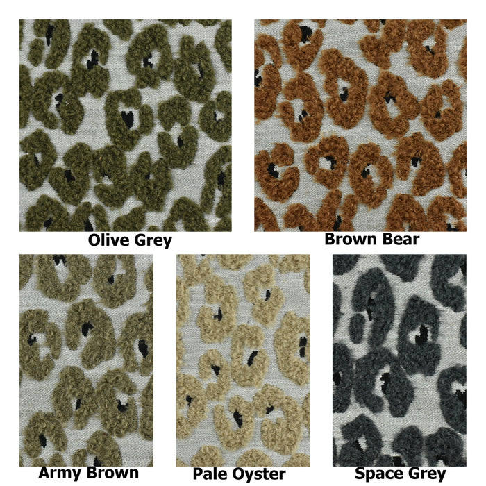 Heavy Weight Olive Grey Leopard Geometric Boucle Upholstery Fabric For Chair|Vintage Textured Abstract Animal Skin Fabric for Ottoman