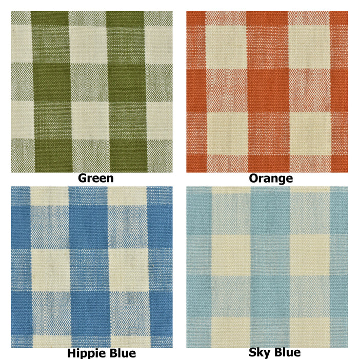 Heavyweight 100% Pure Cotton Vintage Green/Blue/Orange Buffalo Check Jacquard Upholstery Drapery Fabric|Farmhouse Country Plaid Decor Fabric