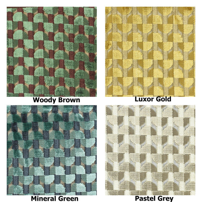 Heavy Weight Semicircle Striped Cut Velvet Upholstery Fabric For Chair|Green and Woody Brown Raised Geometric Furniture Fabric For Sofa