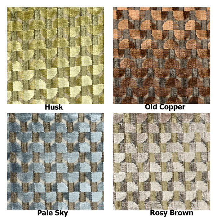 Heavy Weight Semicircle Striped Cut Velvet Upholstery Fabric For Chair|Green and Woody Brown Raised Geometric Furniture Fabric For Sofa