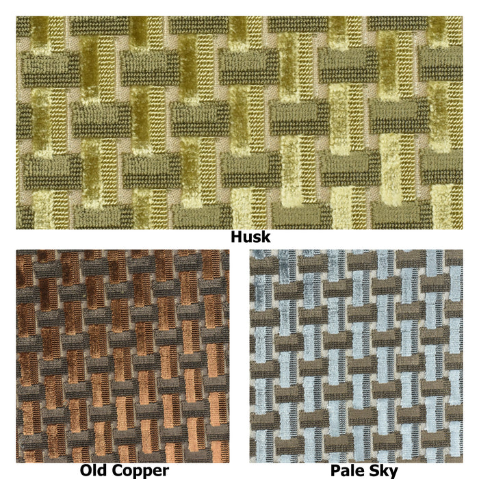 Heavy Weight Interlaced Rectangle Cut Velvet Upholstery Fabric For Chair|Green and Woody Brown Raised Geometric Furniture Fabric For Sofa