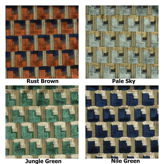 Heavy Weight Gold Black Geometric Cut Velvet Upholstery For Chair|Retro Modern Plushed Raised Blocks Woven Fabric For Sofa Couch Pillow