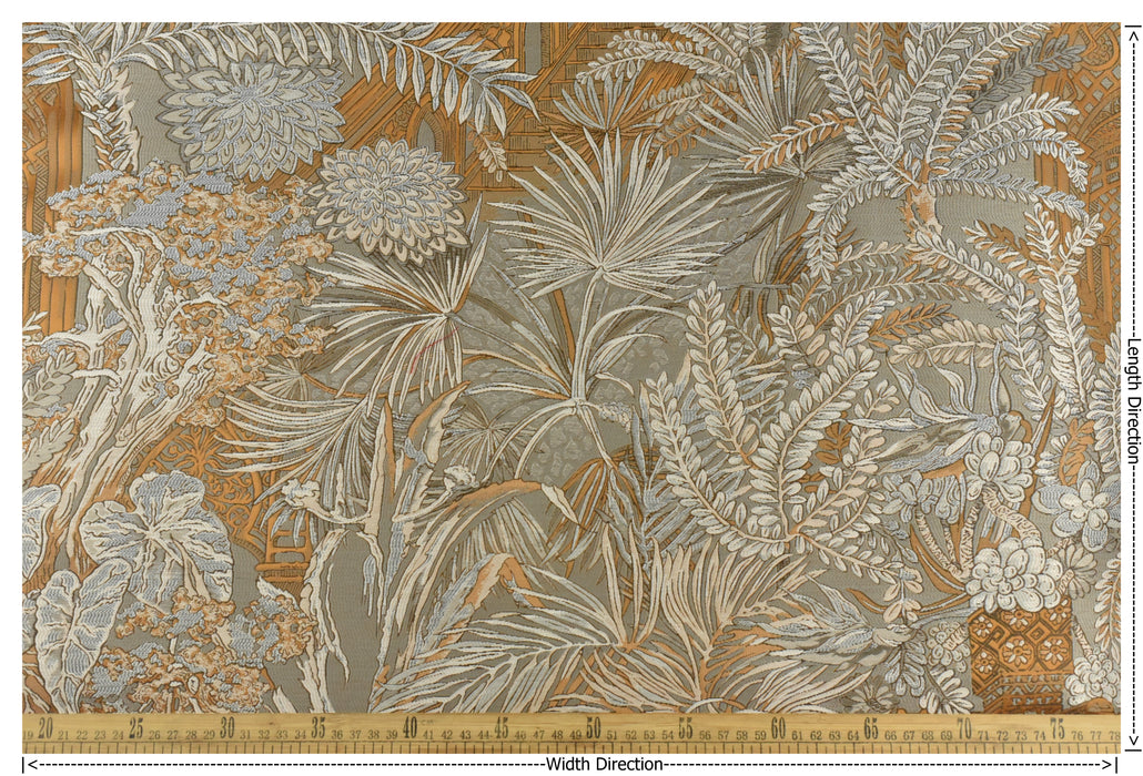 Designer Brown Botanical Castle Floral Jacquard Home Decor Fabric For Drapery Curtain Pillow|Extra Wide Interior Design Brocade Fabric 110"