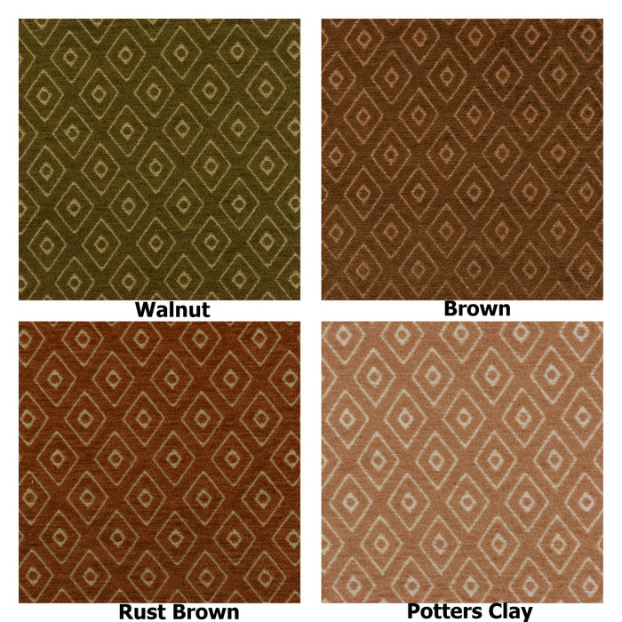 Mid Century Modern Rust Brown Vintage Geometric Chenille Upholstery Fabric For Chair Curtain|Small Diamond Pattern Furniture Reupholstery