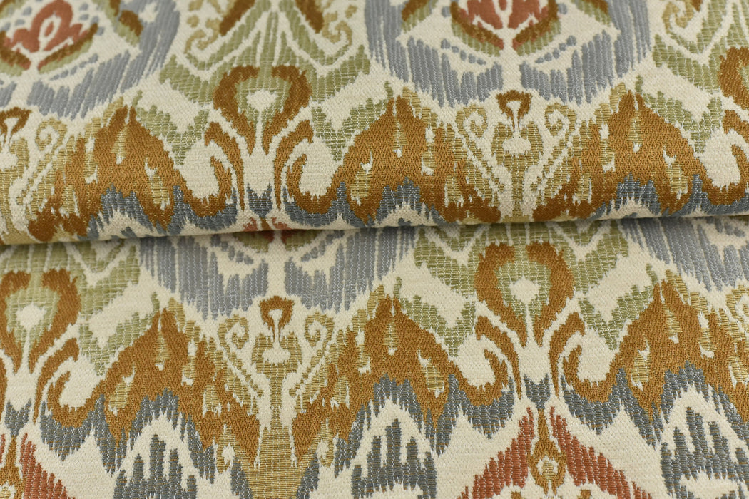 Abstract Geometric Tribal Pattern Ikat Chic Heavy Weight Upholstery Fabric|Cream Gold Kilim Modern Upholstery Fabric For Chair Couch