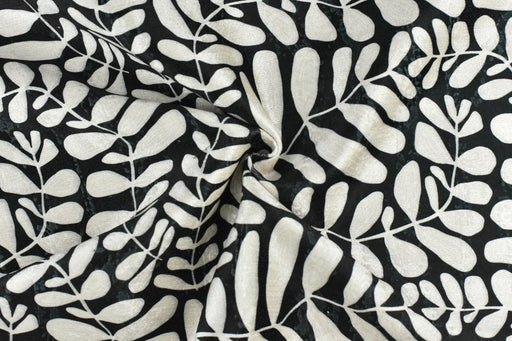 Black and White Abstract Leaves Large Print On Jacquard Woven Upholstery Fabric|Oil Painting Style Heavy Fabric For Chair Cushion Curtain