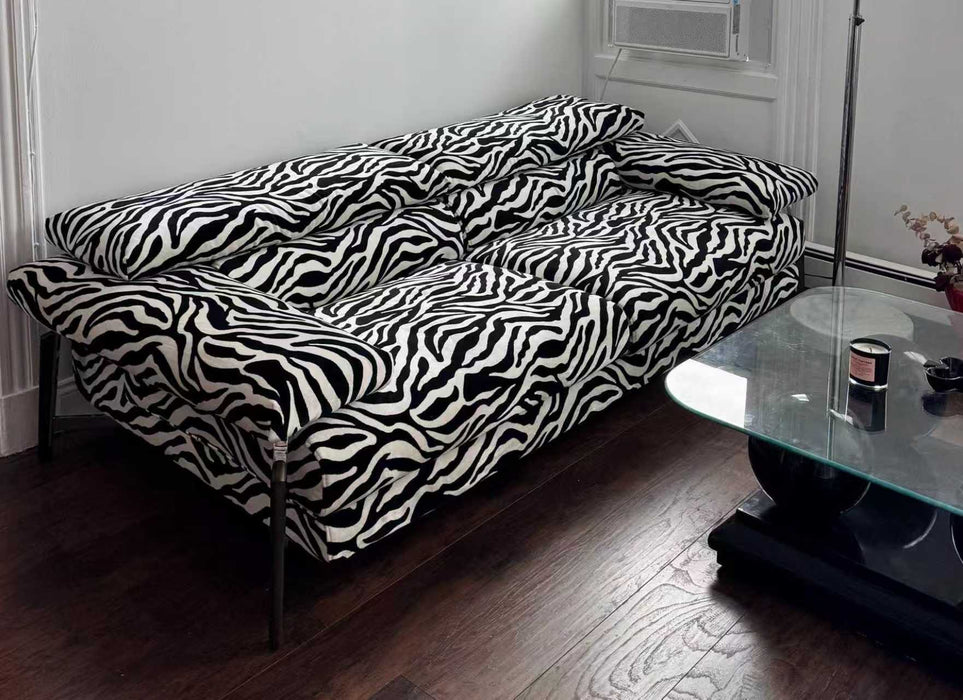 Heavy Weight Luxury Black and White Zebra Skin Cut Velvet Upholstery Fabric For Chair Couch|Abstract Geometric Wild Animal Fabric