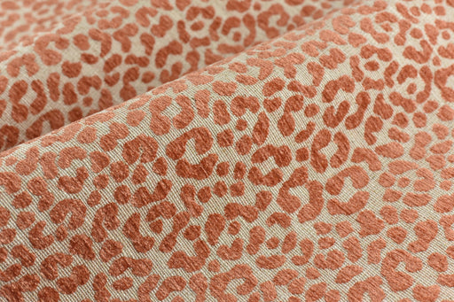 Designer Heavy Weight Linen Blend Cream Coral Chenille Leopard Jacquard Textured Upholstery Fabric|Animal Skin Geometric Woven Decor Fabric