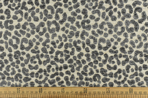 Designer Heavy Weight Linen Blend Cream Grey Chenille Leopard Jacquard Textured Upholstery Fabric|Animal Skin Geometric Woven Decor Fabric