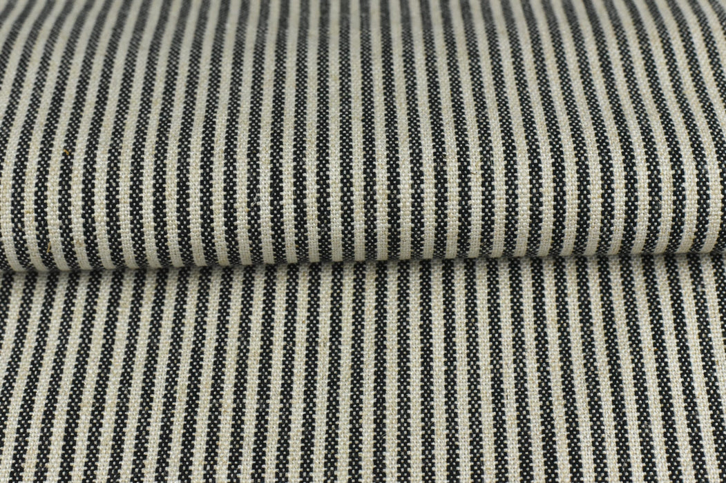 Stripe Geometric Cotton Linen Blend Ticking Upholstery Fabric and Curtain Fabric|Farmhouse Black and White Grainsack Stripe Fabric For Chair