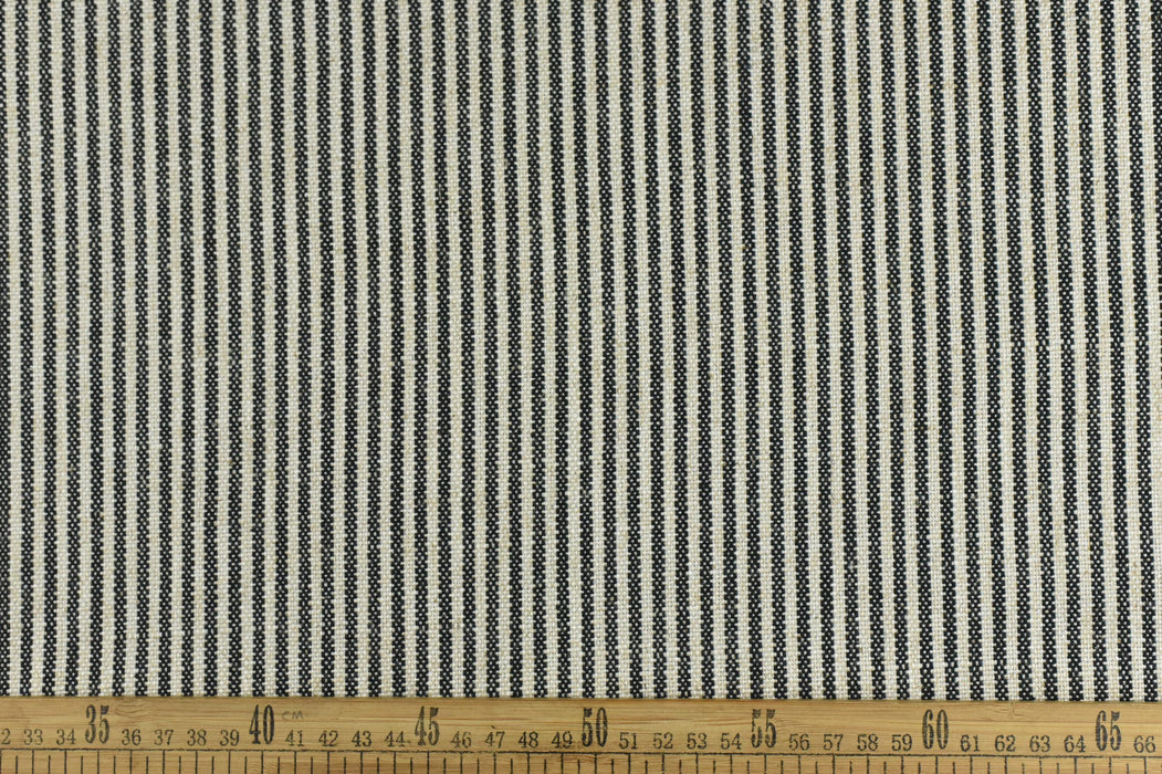 Stripe Geometric Cotton Linen Blend Ticking Upholstery Fabric and Curtain Fabric|Farmhouse Black and White Grainsack Stripe Fabric For Chair