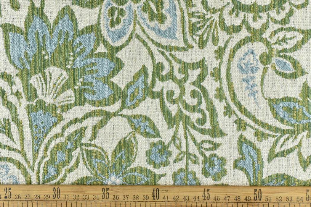 Upholstery Fabric Green Patterned Accent Chair Vintage Farmhouse