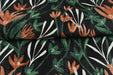 Green and Orange Floral Botanical Print On Jacquard Woven Upholstery Fabric|Heavy Soft Fabric For Chair Cushion Curtain