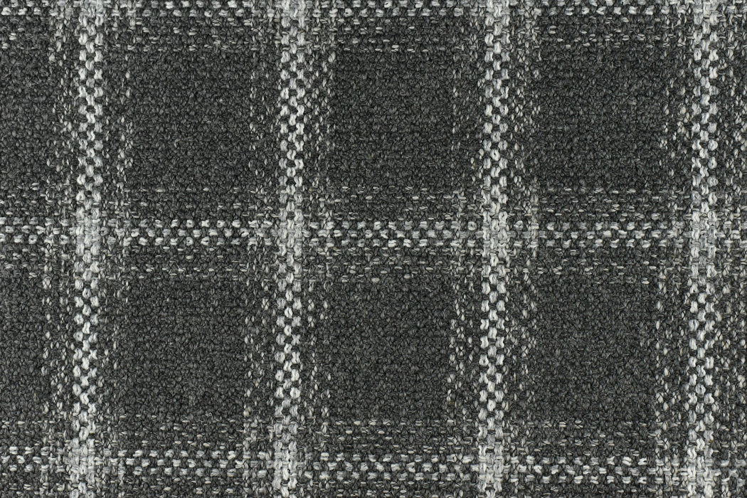 Heavy Duty Wool Cotton Blend Geometric Woven Upholstery Fabric in Charocal Gray|Check Pattern Upholstery Fabric For Dining Chair-57"W/760GSM