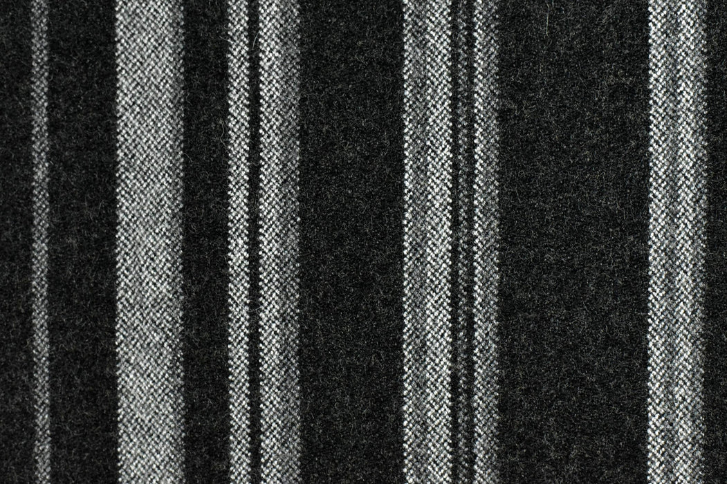 Heavy Weight Black and Grey Striped Wool Blend Upholstery Fabric For Chair(87%Wool)|Multi Colored Striped Furniture Fabric Drapery Fabric