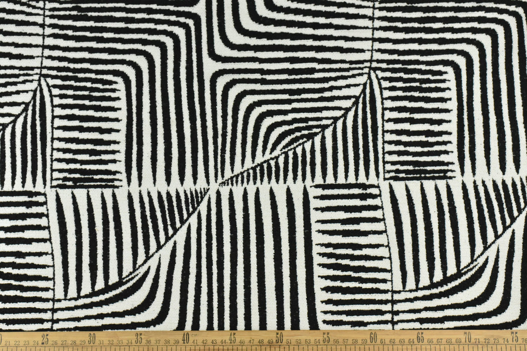 Heavy Weight Black and White Abstract Geometric Upholstery Fabric For Chair Ottoman|Burnt Orange Stripe Jacquard Fabric For Furniture Black White