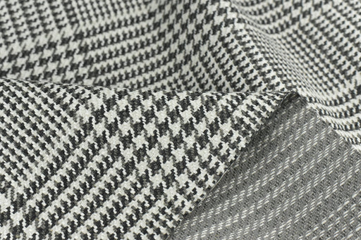 Heavy Weight Black and White Grey Linen Blend Houndstooth Plaid Upholstery Fabric For Chair Couch|Geometric Pattern Furniture Fabric-870GSM