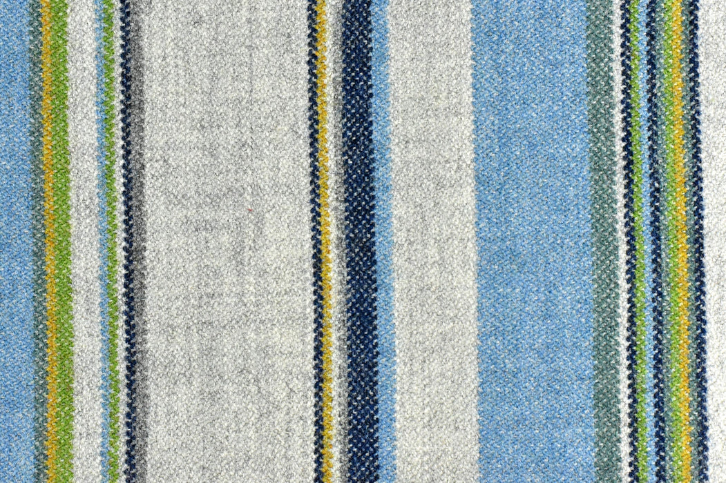 Heavy Weight Blue and Green Striped Wool Blend Upholstery Fabric For Chair(87%Wool)|Multi Colored Striped Furniture Fabric Drapery Fabric