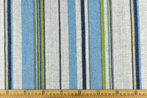 Heavy Weight Blue and Green Striped Wool Blend Upholstery Fabric For Chair(87%Wool)|Multi Colored Striped Furniture Fabric Drapery Fabric