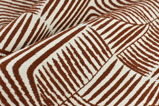 Heavy Weight Burnt Orange Abstract Geometric Woven Upholstery Fabric For Chair Pillow|Stripe Jacquard Large Pattern Fabric For Cushion Bench