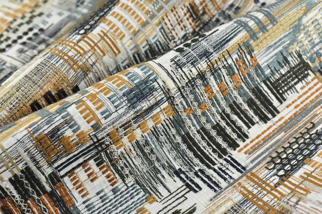 Heavy Weight Cotton Blend Embroidered Abstract Stripe Upholstery and Drapery Fabric|Home Decor Craft Fabric For Chair Cushion Pillow Curtain