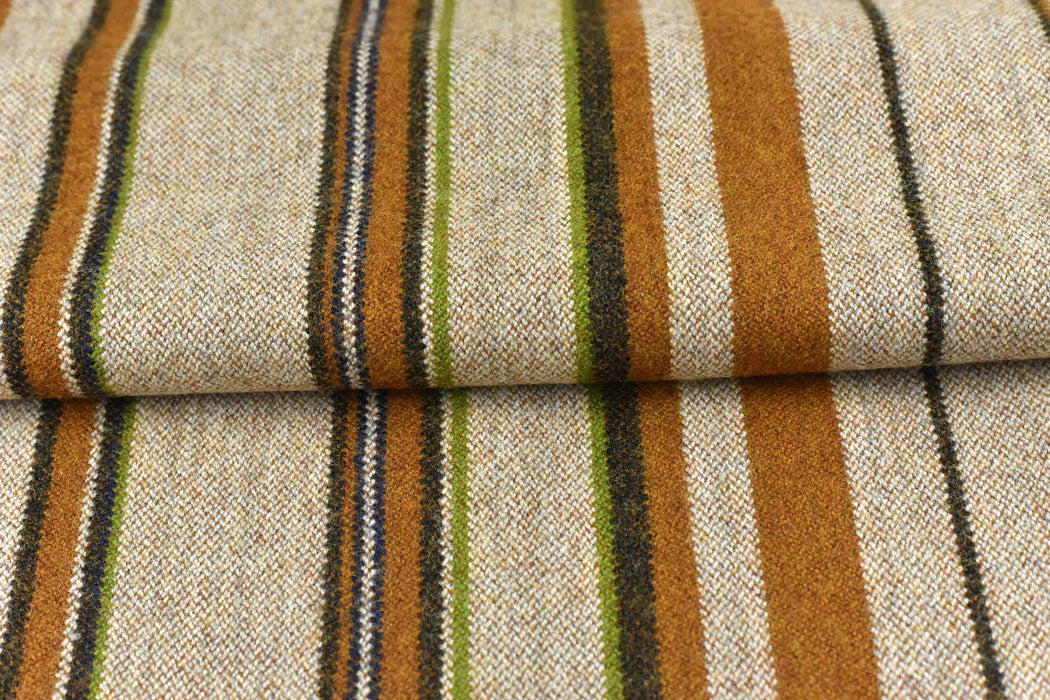 Heavy Weight Gold Brown Striped Wool Blend Upholstery Fabric For Chair(87%Wool)|Multi Colored Stripe Blue Green Fabric For Drapery Curtain