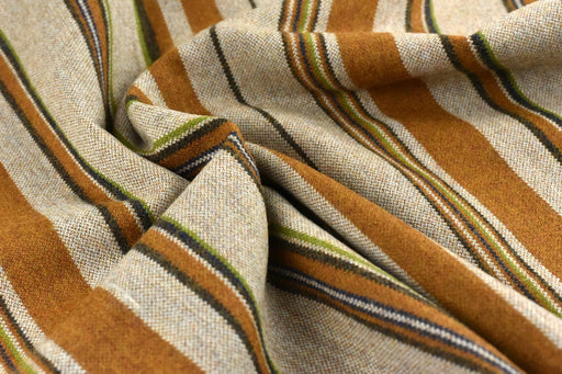 Heavy Weight Gold Brown Striped Wool Blend Upholstery Fabric For Chair(87%Wool)|Multi Colored Stripe Blue Green Fabric For Drapery Curtain