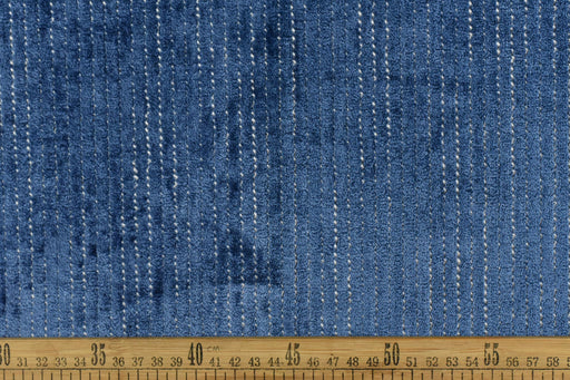 Heavy Weight Luxury Striped Cut Velvet Upholsetry Fabric For Chair|Blue Thick Furniture Fabric For Sofa Cushion Cushion