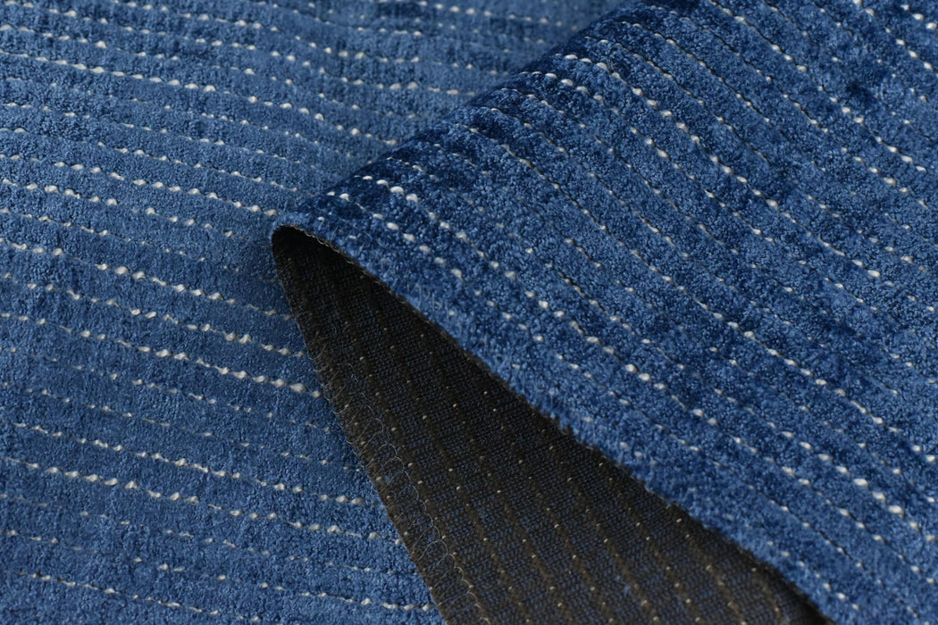 Heavy Weight Luxury Striped Cut Velvet Upholsetry Fabric For Chair|Blue Thick Furniture Fabric For Sofa Cushion Cushion