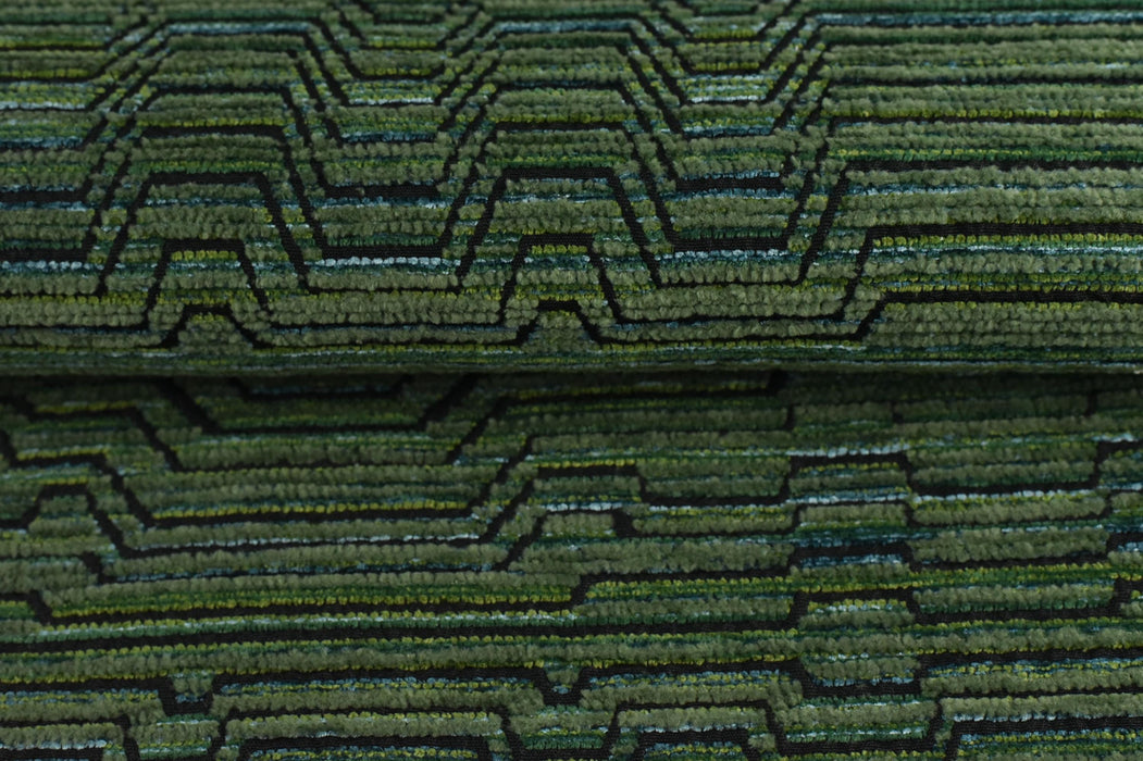 Heavy Weight Moss Green Stripe Jacquard Chenille Upholstery Fabric|Designer Modern Abstract Geometric Fabric For Dining Chair Bench Pillow