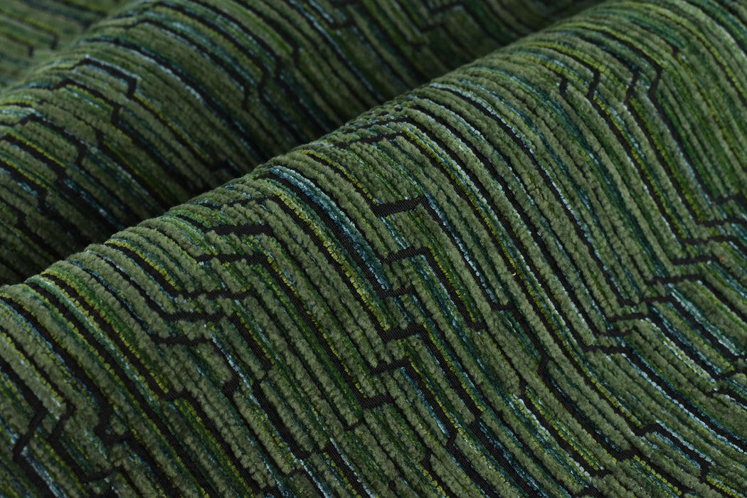 Heavy Weight Moss Green Stripe Jacquard Chenille Upholstery Fabric|Designer Modern Abstract Geometric Fabric For Dining Chair Bench Pillow