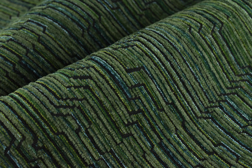 Heavy Weight Moss Green Stripe Jacquard Chenille Upholstery Fabric|Designer Modern Abstract Geometric Fabric For Dining Chair Bench Pillow