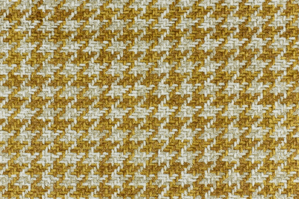 Heavy Weight Musturd Yellow Houndstooth Plaid Upholstery Fabric For Chair Couch|Mid-Century Modern Geometric Check Furniture Fabric-740GSM