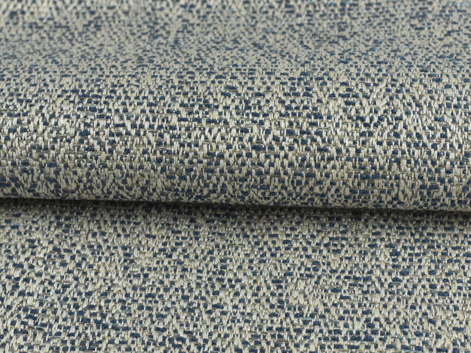 Heavy Weight Navy Blue Cream Linen Blended Furnirure Upholstery Fabric By The Yard|High Quality Woven Textured Chair Reupholstery Fabric