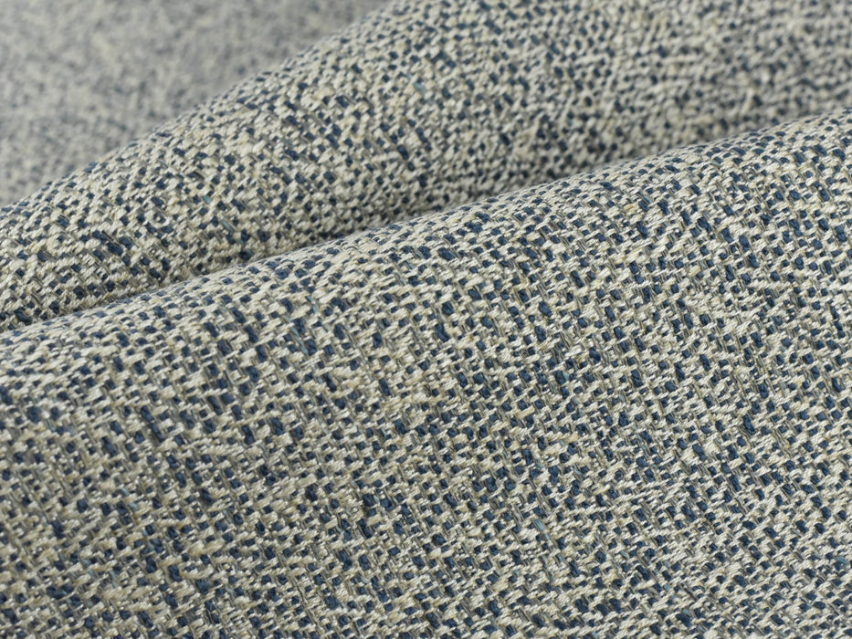 Heavy Weight Navy Blue Cream Linen Blended Furnirure Upholstery Fabric By The Yard|High Quality Woven Textured Chair Reupholstery Fabric