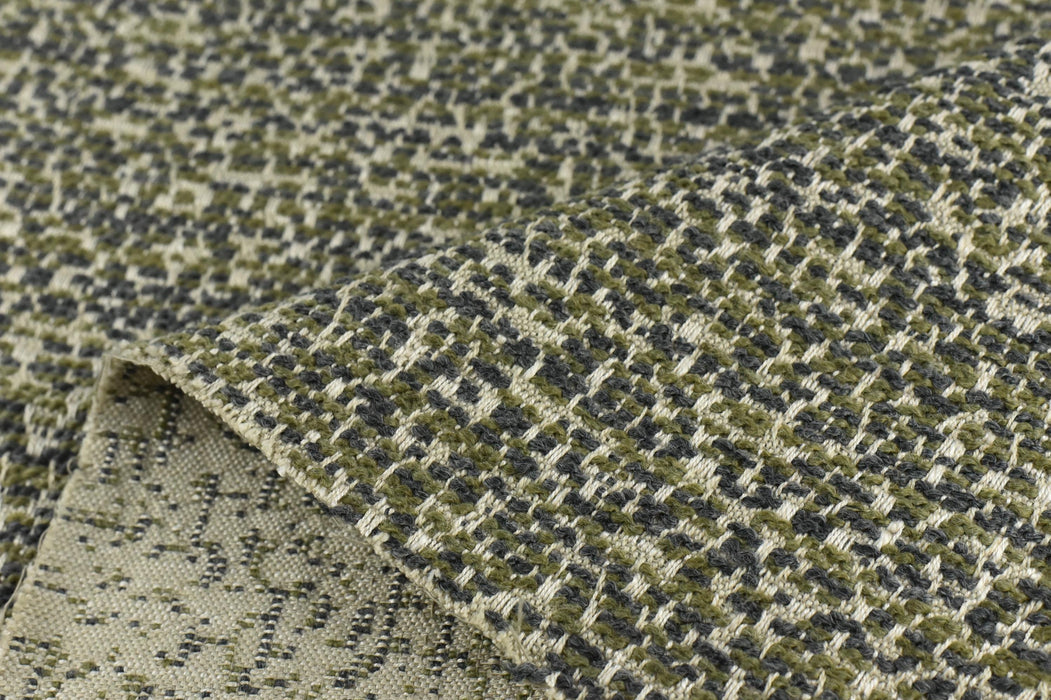 Heavy Weight Wool Linen Blend Boucle Upholstery Fabric For Chair in Olive Green Grey|High End Textured Couch Reupholstery Fabric 55"W/750GSM