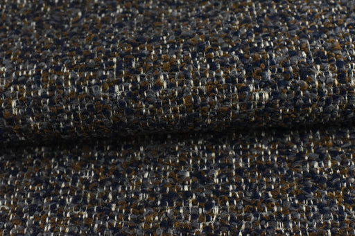 High End Designer Heavy Duty Linen Blend Multi-Colored Boucle Upholstery Fabric For Chair in Navy Brown|MCM Chunky Couch Fabric 57"W/850GSM