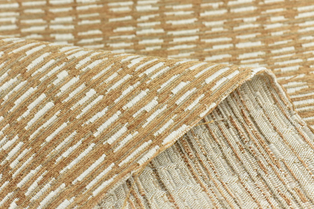 Heavy Weight Yellow Cream Stylish Linen Blend Abstract Stripe Upholstery Fabric|Modern Geometric Textured Sofa Cushion Fabric 55"W/925GSM