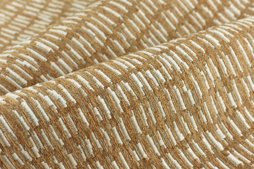 Heavy Weight Yellow Cream Stylish Linen Blend Abstract Stripe Upholstery Fabric|Modern Geometric Textured Sofa Cushion Fabric 55"W/925GSM