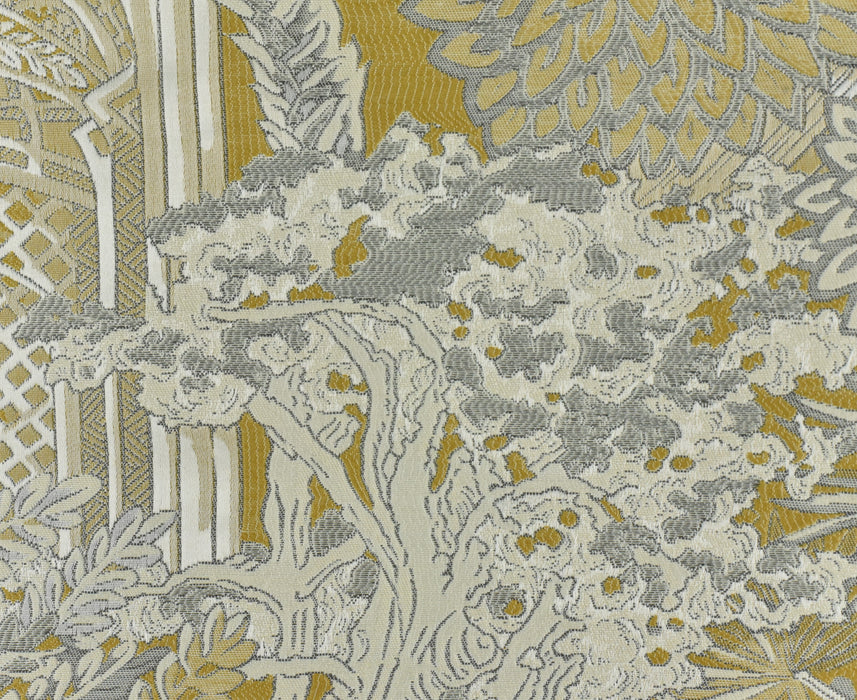Designer Brown Botanical Castle Floral Jacquard Home Decor Fabric For Drapery Curtain Pillow|Extra Wide Interior Design Brocade Fabric 110"