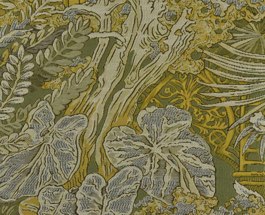 Designer Brown Botanical Castle Floral Jacquard Home Decor Fabric For Drapery Curtain Pillow|Extra Wide Interior Design Brocade Fabric 110"