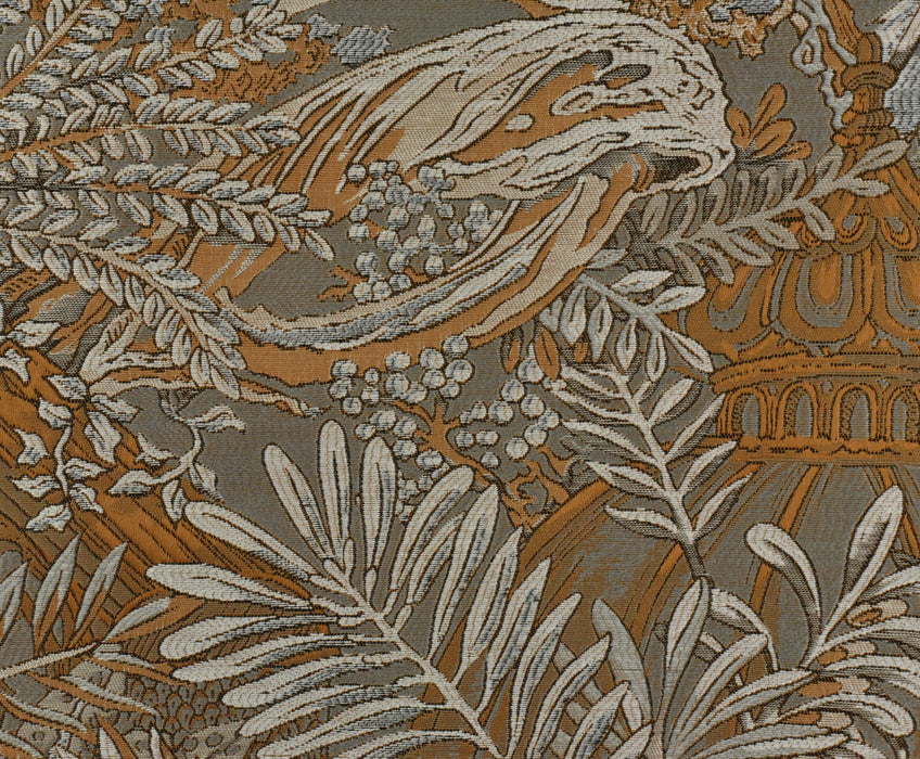 Designer Brown Botanical Castle Floral Jacquard Home Decor Fabric For Drapery Curtain Pillow|Extra Wide Interior Design Brocade Fabric 110"