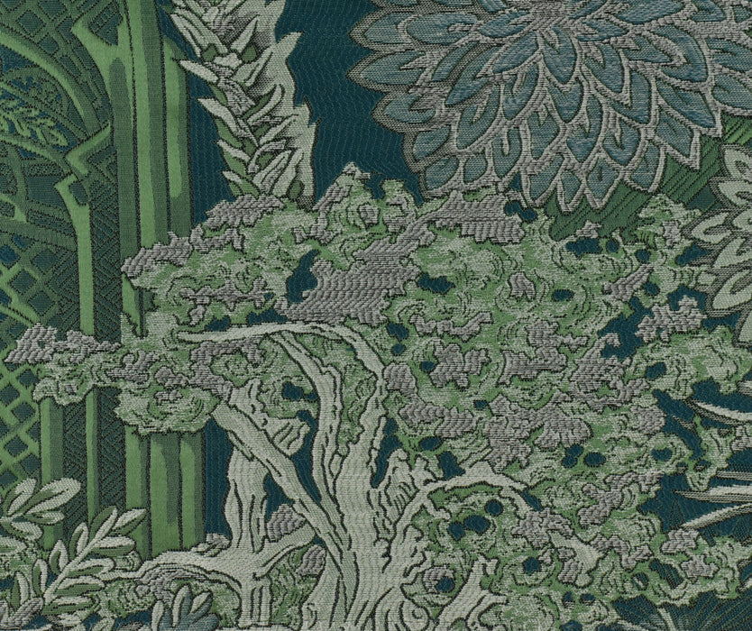 Designer Brown Botanical Castle Floral Jacquard Home Decor Fabric For Drapery Curtain Pillow|Extra Wide Interior Design Brocade Fabric 110"