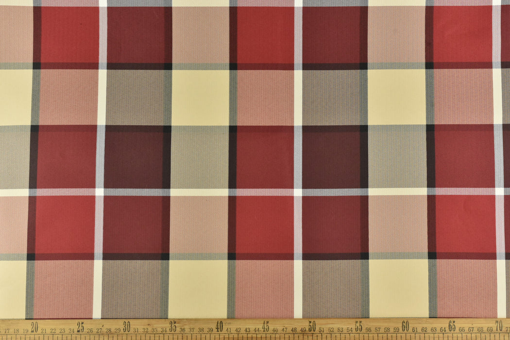 Tartan Plaid Check Outdoor Garden Upholstery Fabric For Cushion|Geometric with Small Herringbone Textured Patio Furniture Fabric For Chair