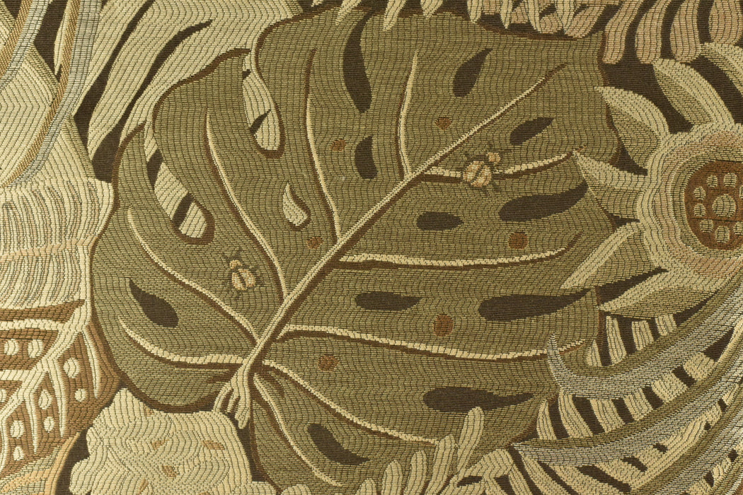 Vintage Tropical Botanical Monstera Leaf Jacquard Upholstery Fabric For Chair Cushion|Retro Tapestry Fabric With Colorful Floral Leaves